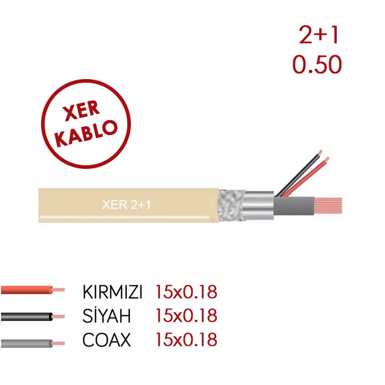 XER 2+1 2X0.50 Cca Cctv Kablo 500 Metre