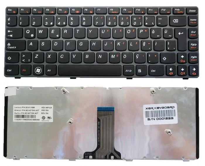 Lenovo V370, Lenovo V370A, Lenovo V370G Klavye Türkçe MP-0A 25-011599 9Z.N5TSW.A0T