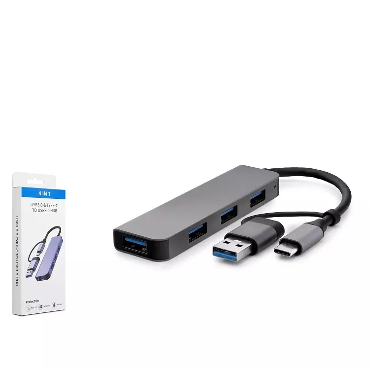 Hadron HDX7825 TYPE-C + USB3.0 ÇOKLAYICI 4 PORT USB3.0 GRİ