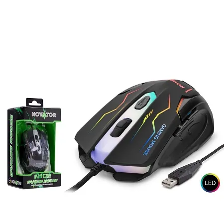 NOVATOR N102  KABLOLU OYUNCU MOUSE USB LEDLİ 2000 DPI