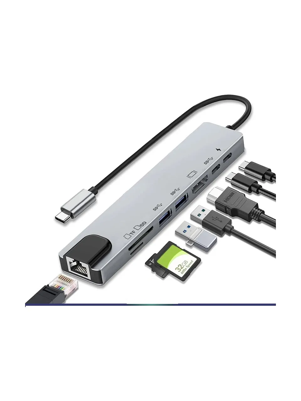 Onezero Type-c USB, Type-C - Ethernet Uyumlu Adaptör Hub Çoklu Splitter Dönüştürücü