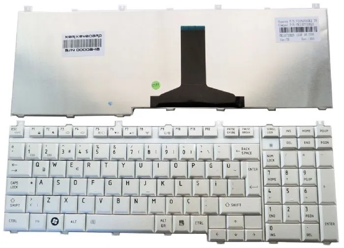 Toshiba Gri Renk Qosmio F50 F60 , Toshiba A500, A505, L355, L500, L505, L550, L555, P300D, P305D, P500, P505D X500 X505 L350 Klavye