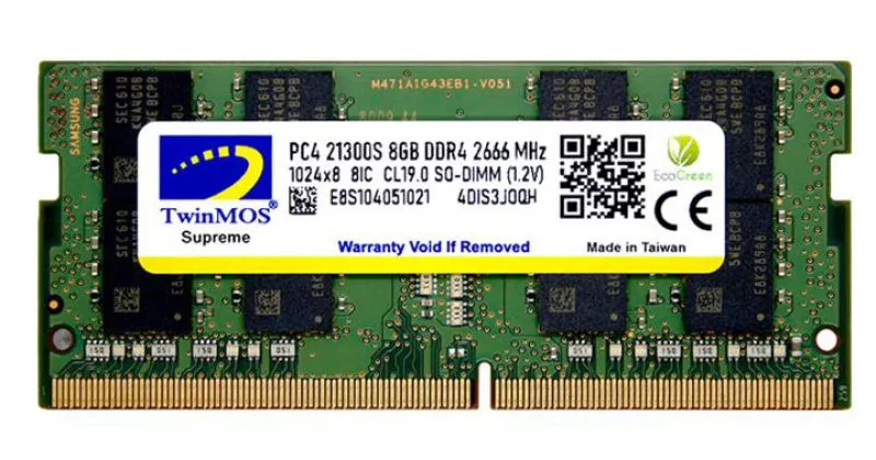 Twinmos 8GB 3200 MHz DDR4 CL19 SODIMM MDD48GB3200N Ram