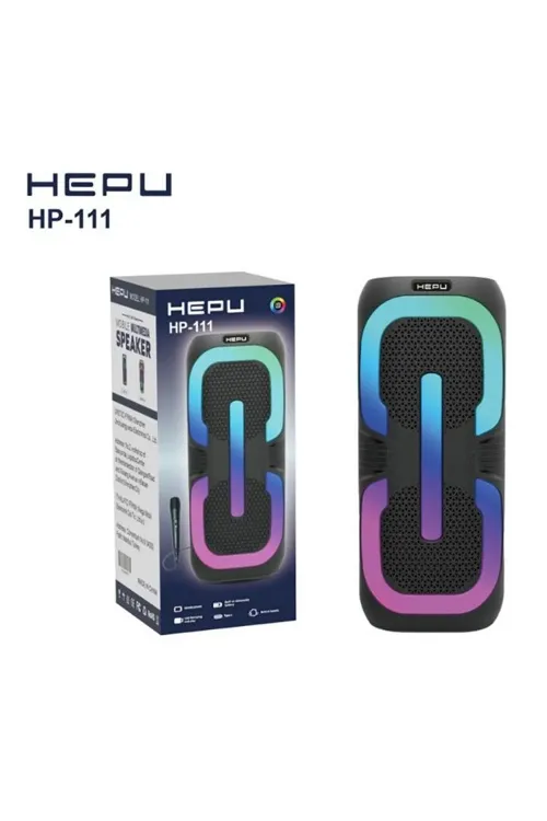 HEPU HP-111 Taşınabilir Şarjlı Bluetooth Hoparlör Rgb Usb, Yüksek Ses Mikrofonlu