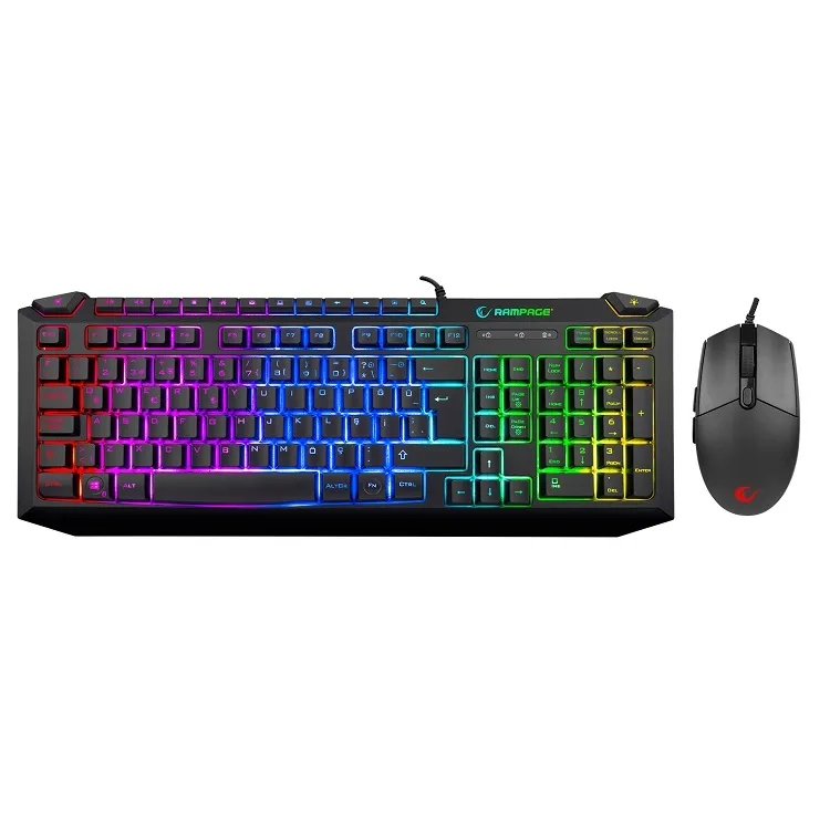 Rampage KB-R310 BROKER V2 Siyah Usb Gökkuşağı Zemin Aydınlatmalı 12800 DPI Oyuncu Klavye + Mouse Set