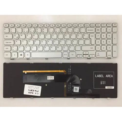 Dell 87YTJ 087YTJ, G2D28, 0G2D28, KK7X9 0KK7X9 Notebook Klavye (Gümüs TR Aydinlatmali)