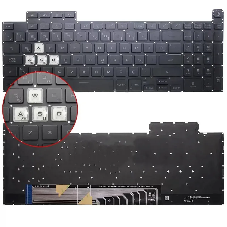Asus TUF Gaming A15 A17 F15 F17 FA707 FX707 FA507 FX507VV FX507VI FA507NU Notebook Klavye Işıklı RGB