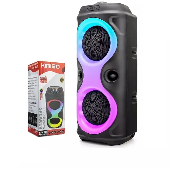 Kımıso QS3628 Bluetooth Hoparlör Rgb Led Işık Radyo Usb 2x10W