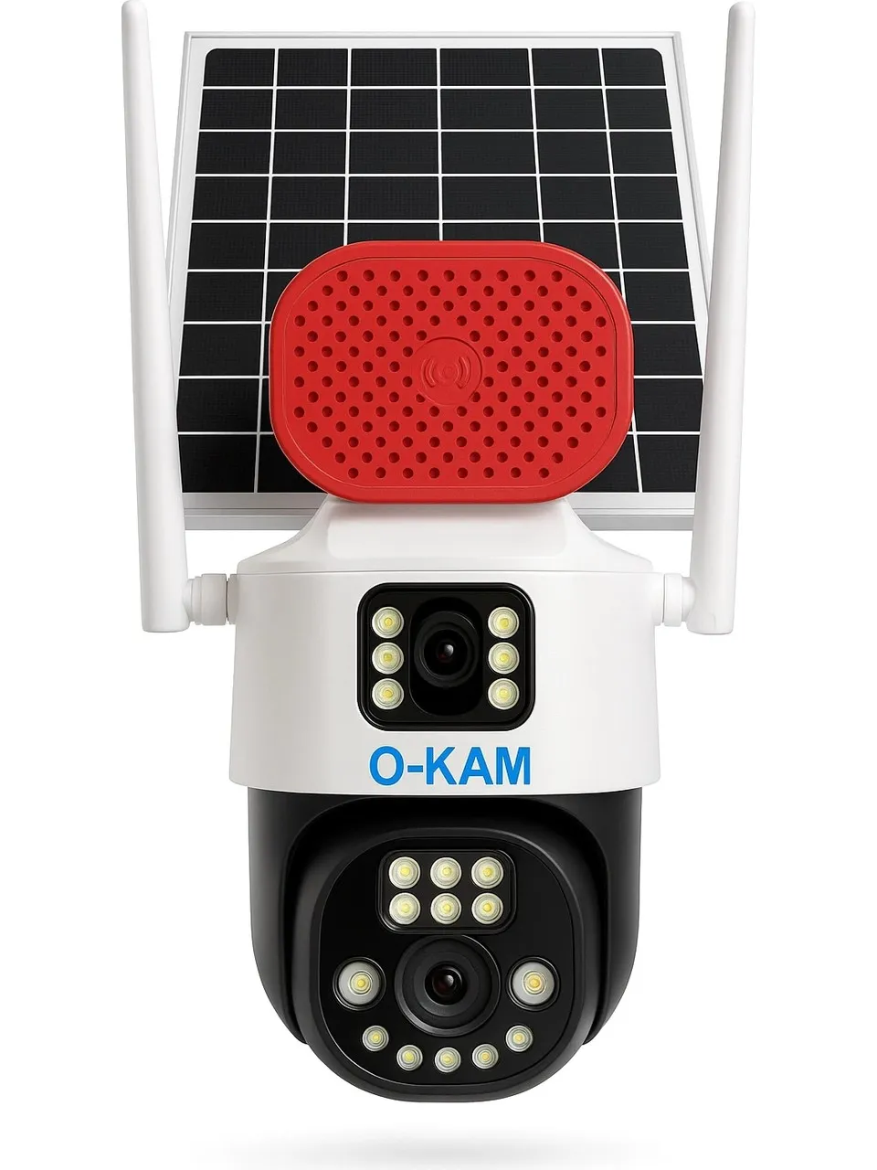 Okam 7015 Wifi Solar Güneş Enerjili Kablosuz Çift Lens Sirenli 6mp Gece Görüşlü Güvenlik Kamerası