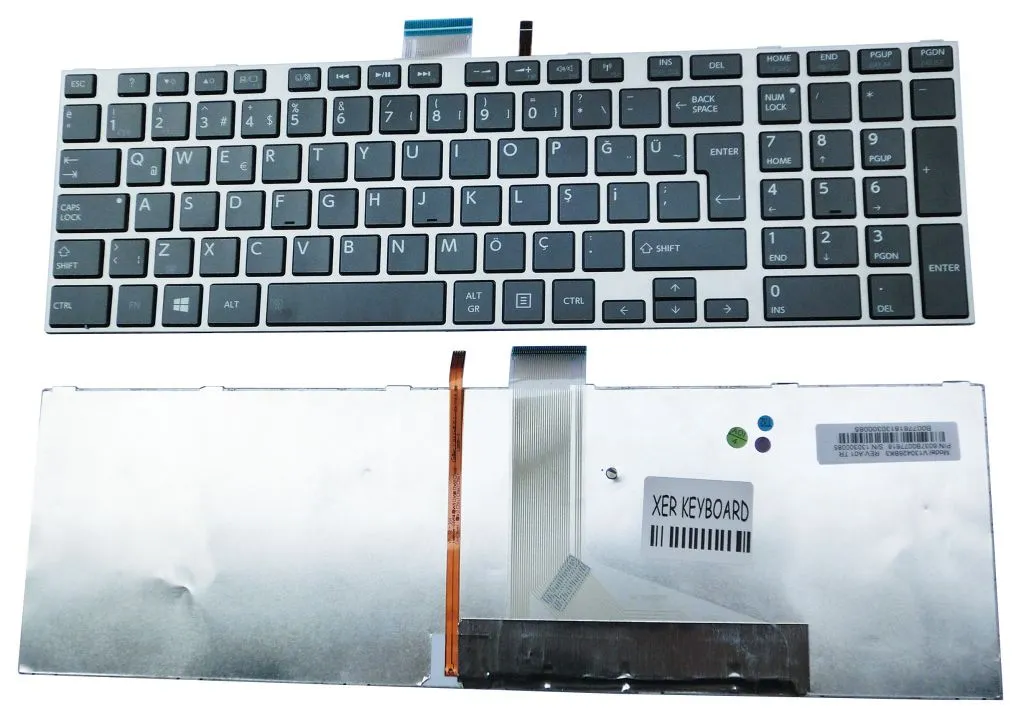 Toshiba C850, Toshiba C855, Toshiba L850, Toshiba L850D, Toshiba L870, Toshiba L870D, Toshiba P875 Klavye Türkçe (Işıklı) NSK-TVMBU 0T 9Z.N7UBU.M0T 0K