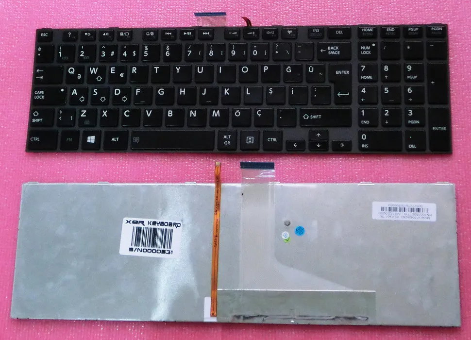Toshiba C850, Toshiba C855, Toshiba L850, Toshiba L850D, Toshiba L870, Toshiba L870D Klavye Türkçe (Işıklı) Koyu Gri V130426CK3 REV A01 TR
