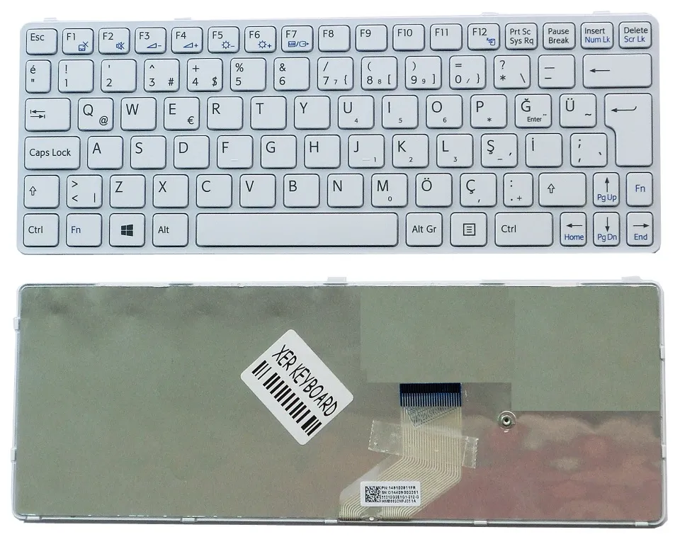 Sony SVE1111, Sony SVE1112, Sony SVE11, Sony SVE11115ECB, Sony SVE11125CC, Sony SVE1113 Klavye Türkçe Beyaz (Çerçeveli)