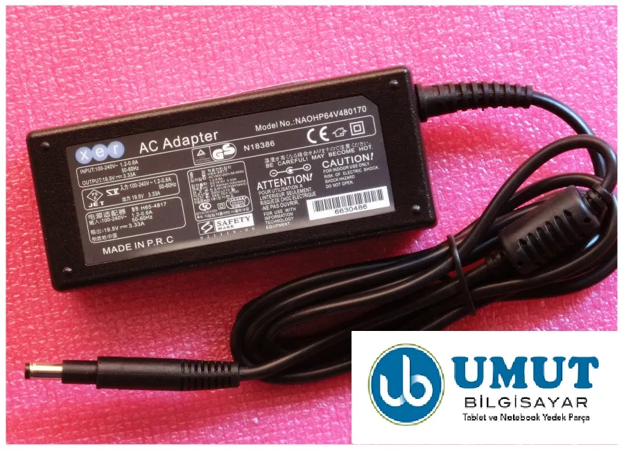 Hp Pavilion Sleekbook 14-B Hp Pavilion Sleekbook 15-B Serisi Ultrabook Adaptör 19.5V 3.33A (4.8*1.7 MM)