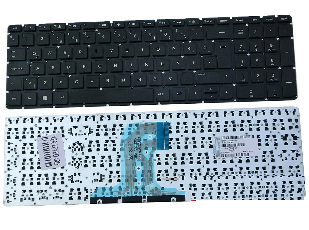 Hp Pavilion 15-a serisi 15-ac 15-af HP 250 G4 255 G4 256 G4 250 G4,255 G4,250 G5,255 G5,15-ac,15-af,15-ay 15-ba klavye tuş takımı Q-Türkçe