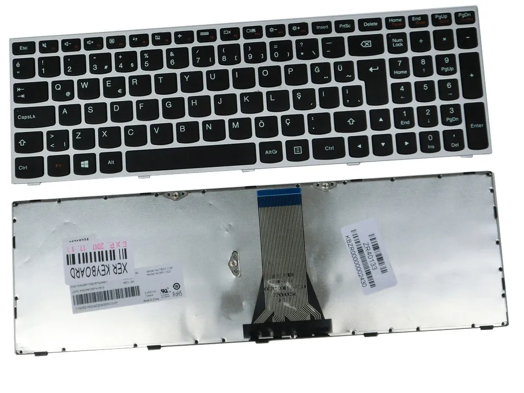 Lenovo Z50-70, Lenovo B50-30, Lenovo B51-80 Klavye Türkçe (GRİ ÇERÇEVE) 25214789 T6G1-TUR PK130TH2A13