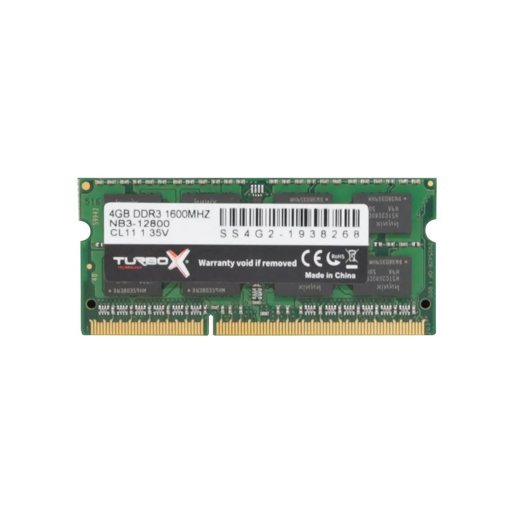Turbox 4GB DDR3 1600 Mhz CL11 (GREEN PCB) 16ic Notebook Ram 1.35V
