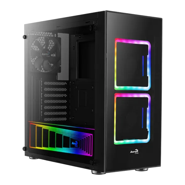 Aerocool Tor 2x14cm ARGB Fanlı Güçlendirilmiş Camlı USB 3.0 Mid Tower Siyah Oyuncu Kasası (AE-TOR)