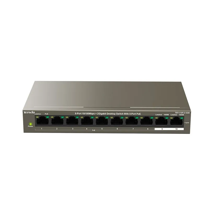Tenda TEF1110P-8-102W 8 Port 10/100 8 Port POE 102W 2xUplink Desktop Switch