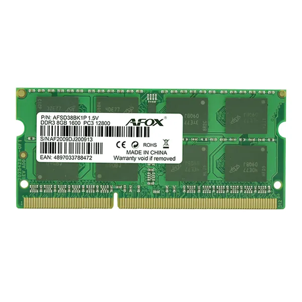 AFOX 8GB 1600Mhz DDR3 SODIMM 1.5V Notebook Ram AFSD38BK1P