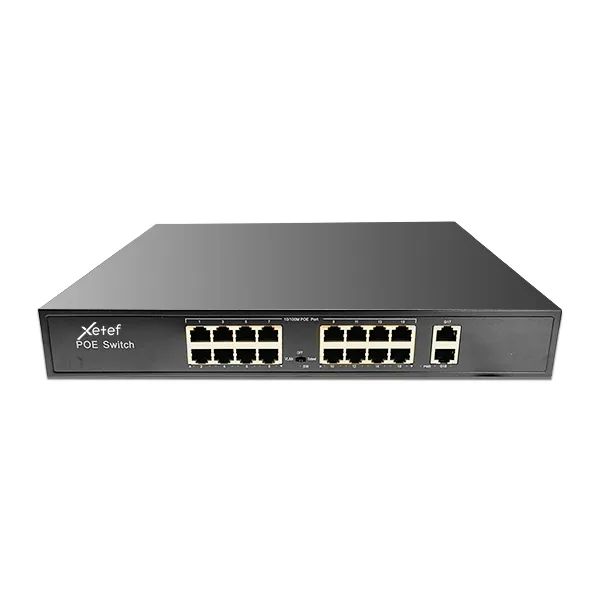 Xetef ZTF-16P2U-200 10/100MB 16 Port +2 Uplink Gigabit Aktif Poe Switch 200w